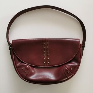 Vintage Guess Red Burgundy Studded Shoulder Purse / Bag